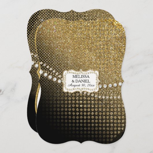 ヴィンテージジュエルグリッターグラムオールドハリウッドリージェンシー 招待状 (正面/裏面)