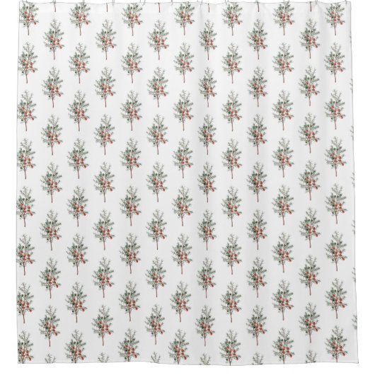 ヴィンテージジュニパーの緑 シャワーカーテン (正面)