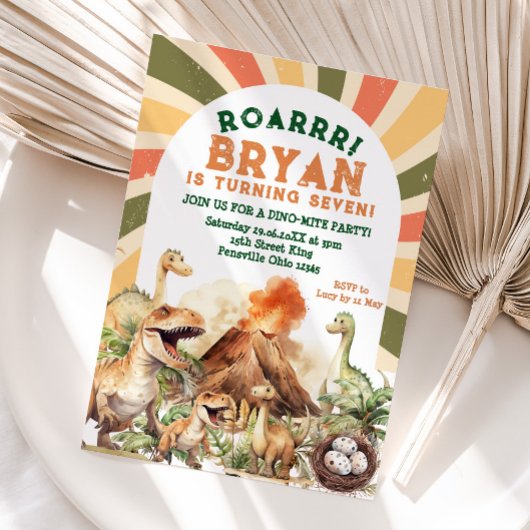 ヴィンテージジュラシックボーイスノーズボルケーノ誕生日 招待状