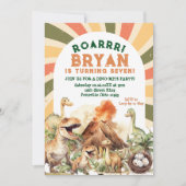 ヴィンテージジュラシックボーイスノーズボルケーノ誕生日 招待状 (正面)