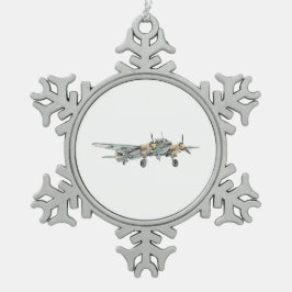 ヴィンテージジュンカーズ88軍隊爆撃機イラストレーション スノーフレークピューターオーナメント