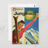ヴィンテージジュンフラウスイススキー旅行 ポストカード (正面/裏面)