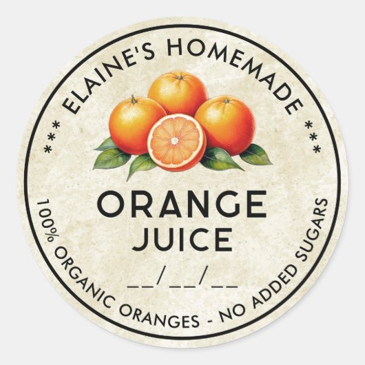 ヴィンテージジュース成分キャニングラベル ラウンドシール (正面)