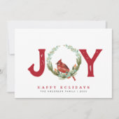 ヴィンテージジョイレッドバードリースグリーティングカード (正面)