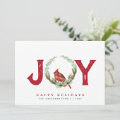 ヴィンテージジョイレッドバードリースグリーティングカード (スタンド正面)