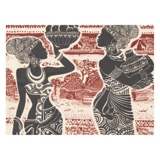 ヴィンテージジョウトバルアフリカ女性村 テーブルクロス (正面(横))