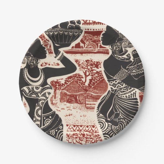 ヴィンテージジョウトバルアフリカ女性村 ペーパープレート (正面)