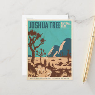 ヴィンテージジョシュアツリー国立公園図解入りの、写真付きの ポストカード