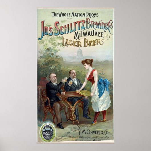 ヴィンテージジョセフシュリッツ醸造会社ラガービール ポスター (正面)