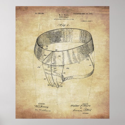 ヴィンテージジョックストラップイラストレーション ポスター (正面)