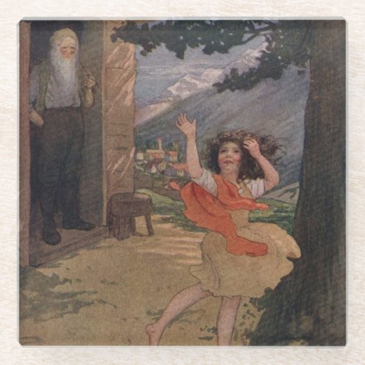 ヴィンテージジョハンナスパイリハイジオブザスイスアルプス ガラスコースター (正面)