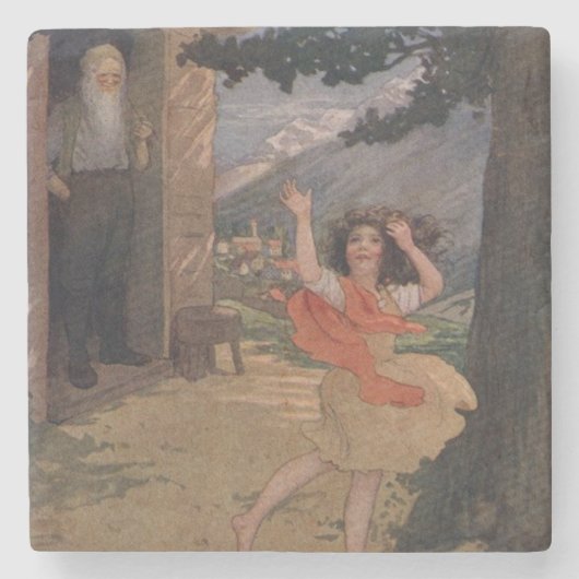 ヴィンテージジョハンナスパイリハイジオブザスイスアルプス ストーンコースター (正面)