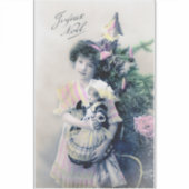 ヴィンテージジョユーヌエルと女の子と人形 シール (正面)