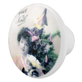 ヴィンテージジョユーヌエルと女の子と人形 セラミックノブ (右)