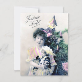 ヴィンテージジョユーヌエルと女の子と人形 ポストカード