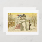 ヴィンテージジョユーノエル雪だるま&ウィメンカード シーズンポストカード (正面/裏面)