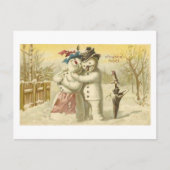 ヴィンテージジョユーノエル雪だるま&ウィメンカード シーズンポストカード (正面)