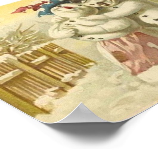 ヴィンテージジョユーノエル雪だるま&ウィメンカード ポスター (角)