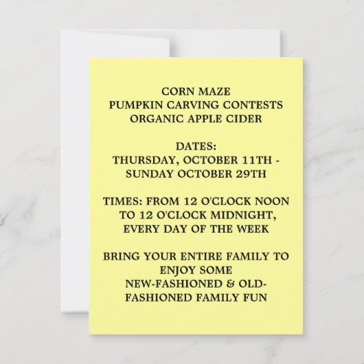 ヴィンテージジョルカボチャ収穫彫刻招待状 招待状 (裏面)