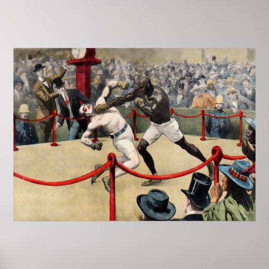 ヴィンテージジョンソンジェフリーズファイトイラストレーション ポスター (正面)