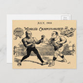 ヴィンテージジョンソンVSジェフリーズボクシングイラストレーションアド ポストカード (正面/裏面)