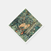 ヴィンテージジョン・デアール「緑」 – 木の花とキツネ スタンダードカクテルナプキン (角)
