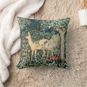 ヴィンテージジョン・デアール「緑」 – 木の花と鹿 クッション (ブランケット)