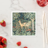 ヴィンテージジョン・デアール「緑」 – 木の花と鹿 スタンダードカクテルナプキン (インサイチュ)