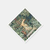 ヴィンテージジョン・デアール「緑」 – 木の花と鹿 スタンダードカクテルナプキン (角)