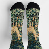 ヴィンテージジョン・デアール「緑」 – 木の花と鹿 ソックス (上部)