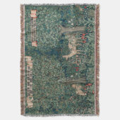 ヴィンテージジョン・デアール「緑」鹿&キツネ スローブランケット (正面縦)