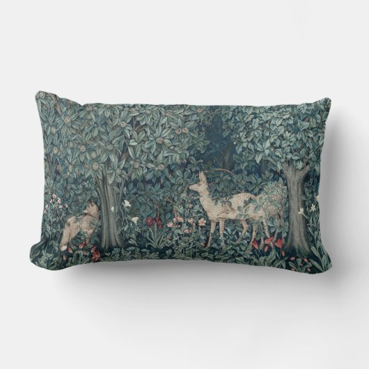 ヴィンテージジョン・デアールWilliam Morrisの「緑」 ランバークッション (正面)