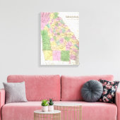 ヴィンテージジョージアの地図（1827年） キャンバスプリント (インサイチュ (リビング))