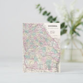 ヴィンテージジョージアの地図(1855年) ポストカード (スタンド正面)