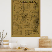 ヴィンテージジョージアの農業地図(1915) – タン ポスター (キッチン)