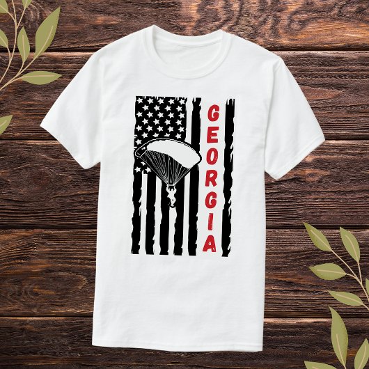 ヴィンテージジョージアパラグライディングスカイダイビングパラシュート Tシャツ