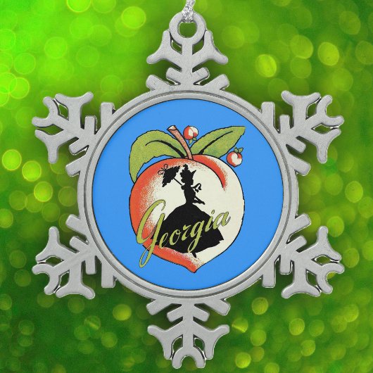 ヴィンテージジョージアピーチシルエットサザンベル スノーフレークピューターオーナメント