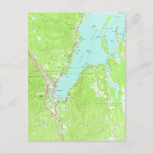 ヴィンテージジョージ湖ニューヨークの地図（1966年） 2 ポストカード (正面)