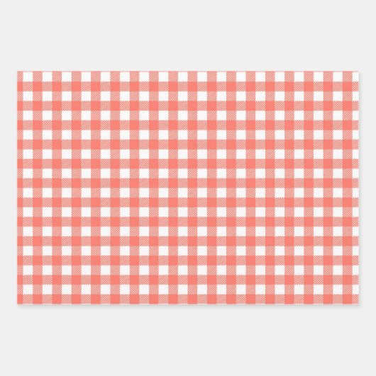 ヴィンテージジンガムバッファロープレイドレッドファームハモダンウス ラッピングペーパーシート (正面3)