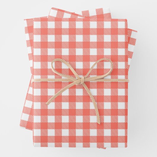 ヴィンテージジンガムバッファロープレイドレッドファームハモダンウス ラッピングペーパーシート (インサイチュ)