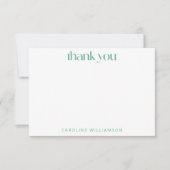 ヴィンテージジンガムプレイドミントグリーンパーソナライズされた名 サンキューカード (正面)