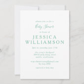 ヴィンテージジンガム・プライドのミントグリーン赤ちゃんシャワー 招待状 (正面)