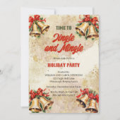 ヴィンテージジングルアンドミングルベルクリスマスパーティー 招待状 (正面)