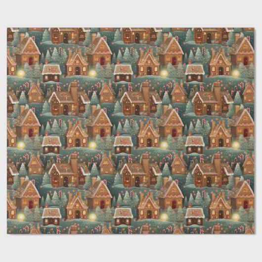 ヴィンテージジンジャーパンの家クリスマスの木のスイーツ ラッピングペーパー (フラット)