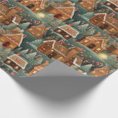 ヴィンテージジンジャーパンの家クリスマスの木のスイーツ ラッピングペーパー (角)