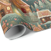 ヴィンテージジンジャーパンの家クリスマスの木のスイーツ ラッピングペーパー (ロールコーナー)