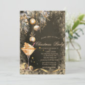 ヴィンテージジンジャーブレッドクッキー飲み物ボールクリスマス 招待状 (スタンド正面)