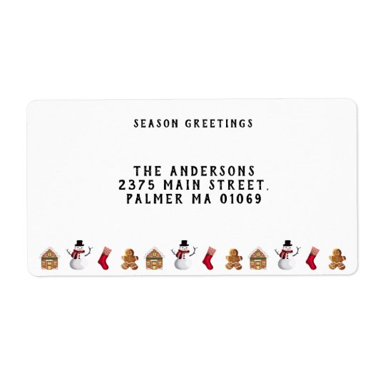 ヴィンテージジンジャーブレッドハウスクッキーアンド雪だるま ラベル (正面)