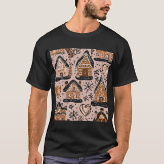 ヴィンテージジンジャーブレッドハウスクリスマスデザイン Tシャツ