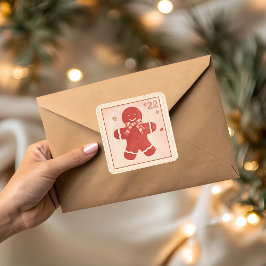 ヴィンテージジンジャーブレッドマンクリスマス スクエアシール